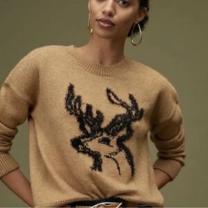 Anthropologie Oh Deer Tan Sweater - XS